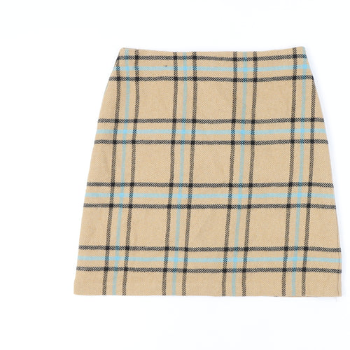 Marks and Spencer Women's Beige Check Pencil Skirt, Size 8