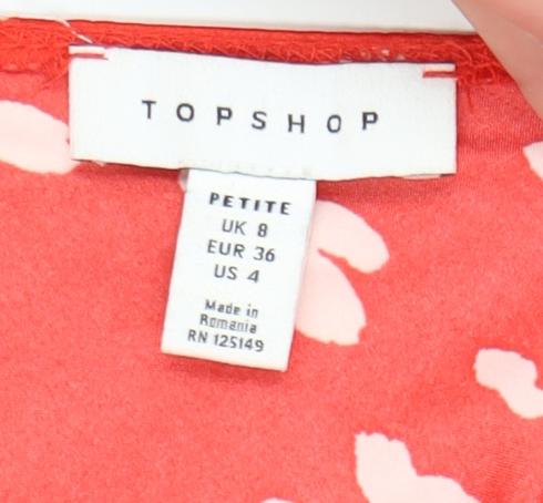 Topshop Women's Red Petite Skirt Size 8