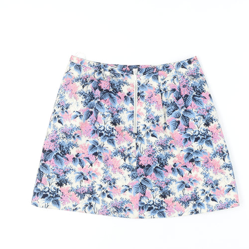 Oasis Women's Multicoloured A-Line Floral Skirt Size 10