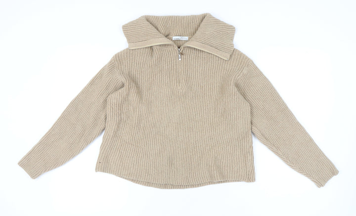 Pull & Bear Women's Beige Full Zip Jumper, Size 12