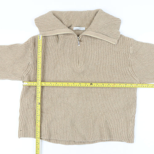 Pull & Bear Women's Beige Full Zip Jumper, Size 12