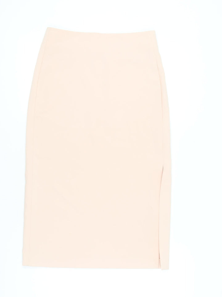 Wallis Women’s Beige Pencil Skirt, Size 12, Zip Closure
