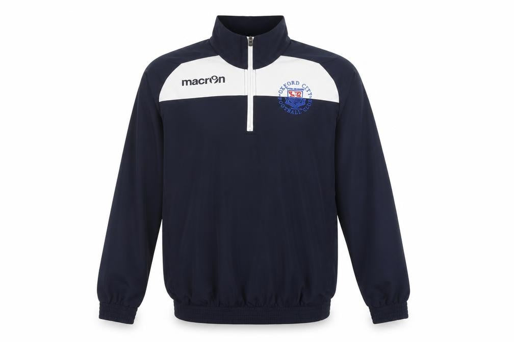 Front view of Macron Men's Blue 1/2 Zip Sweatshirt M