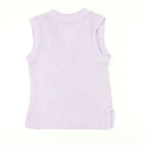 Boohoo Women's Purple Knit Vest L V-Neck Casual