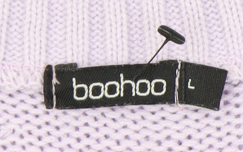 Boohoo Women's Purple Knit Vest L V-Neck Casual