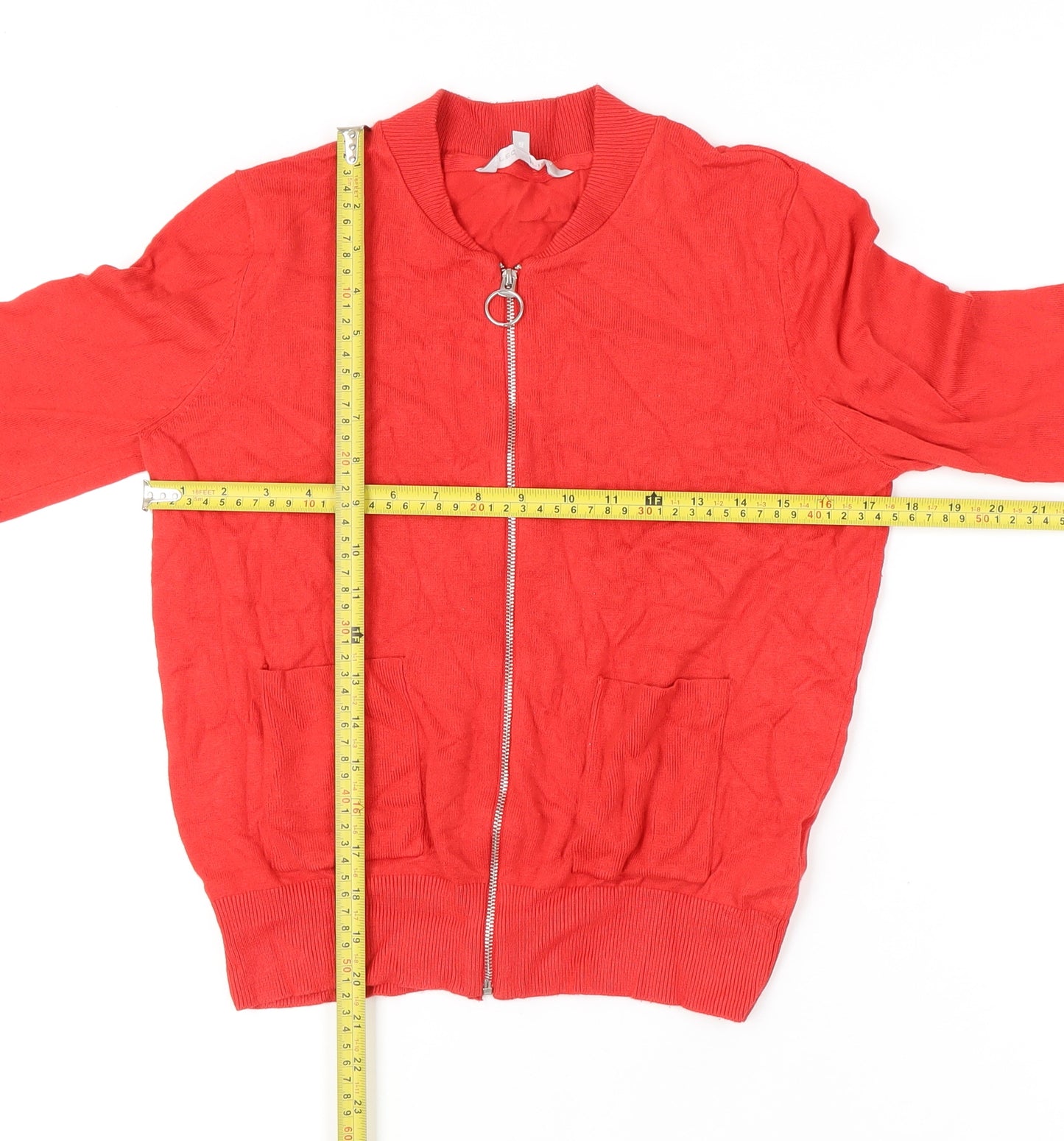 Red Herring Women's Full Zip Jumper - Red Size 12