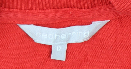 Red Herring Women's Full Zip Jumper - Red Size 12