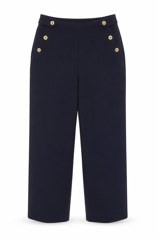 Front view of Forever New Women's Blue Straight Trousers, size 8