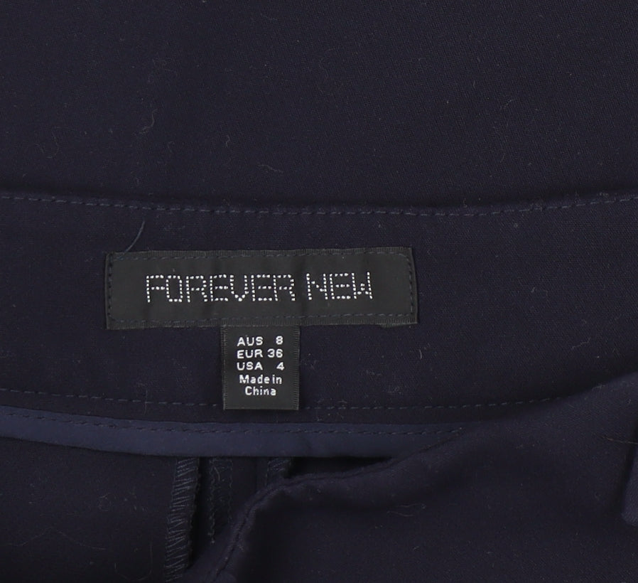 Forever New Women's Blue Straight Trousers, Size 8