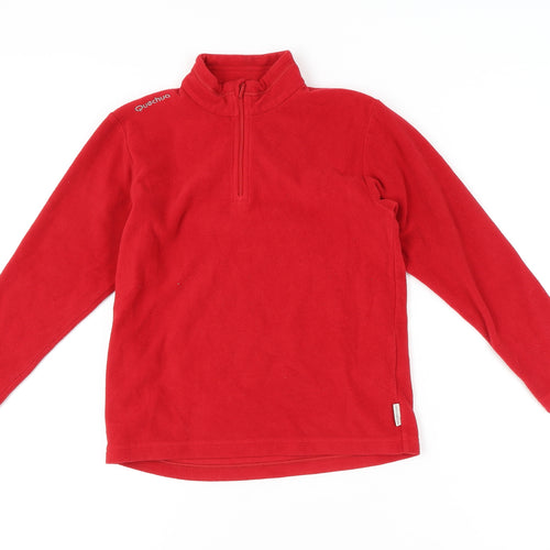 Decathlon Girls Red Fleece 1/2 Zip Sweatshirt 10 Years