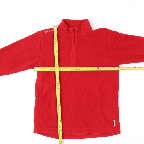 Decathlon Girls Red Fleece 1/2 Zip Sweatshirt 10 Years