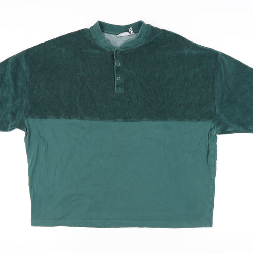 ASOS DESIGN Men's S Green Henley T-Shirt Solid