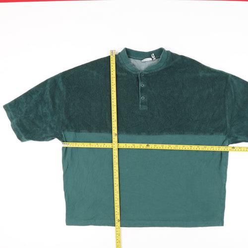 ASOS DESIGN Men's S Green Henley T-Shirt Solid