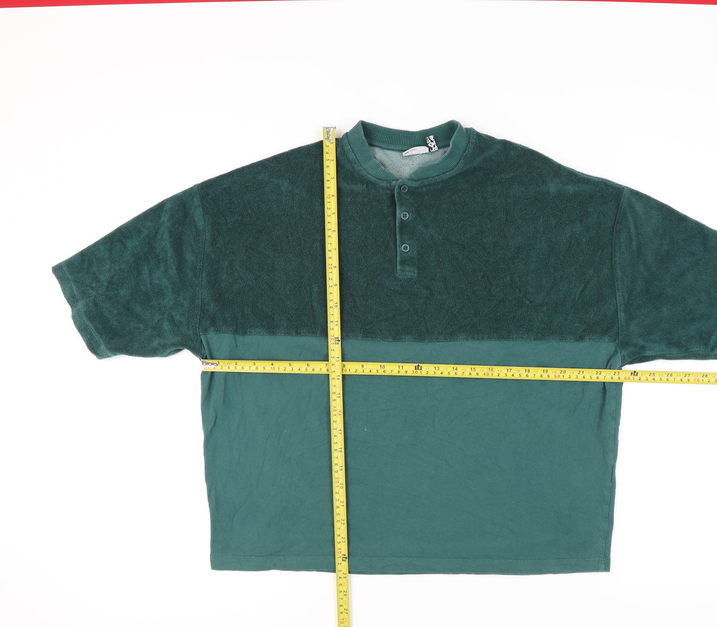 ASOS DESIGN Men's S Green Henley T-Shirt Solid