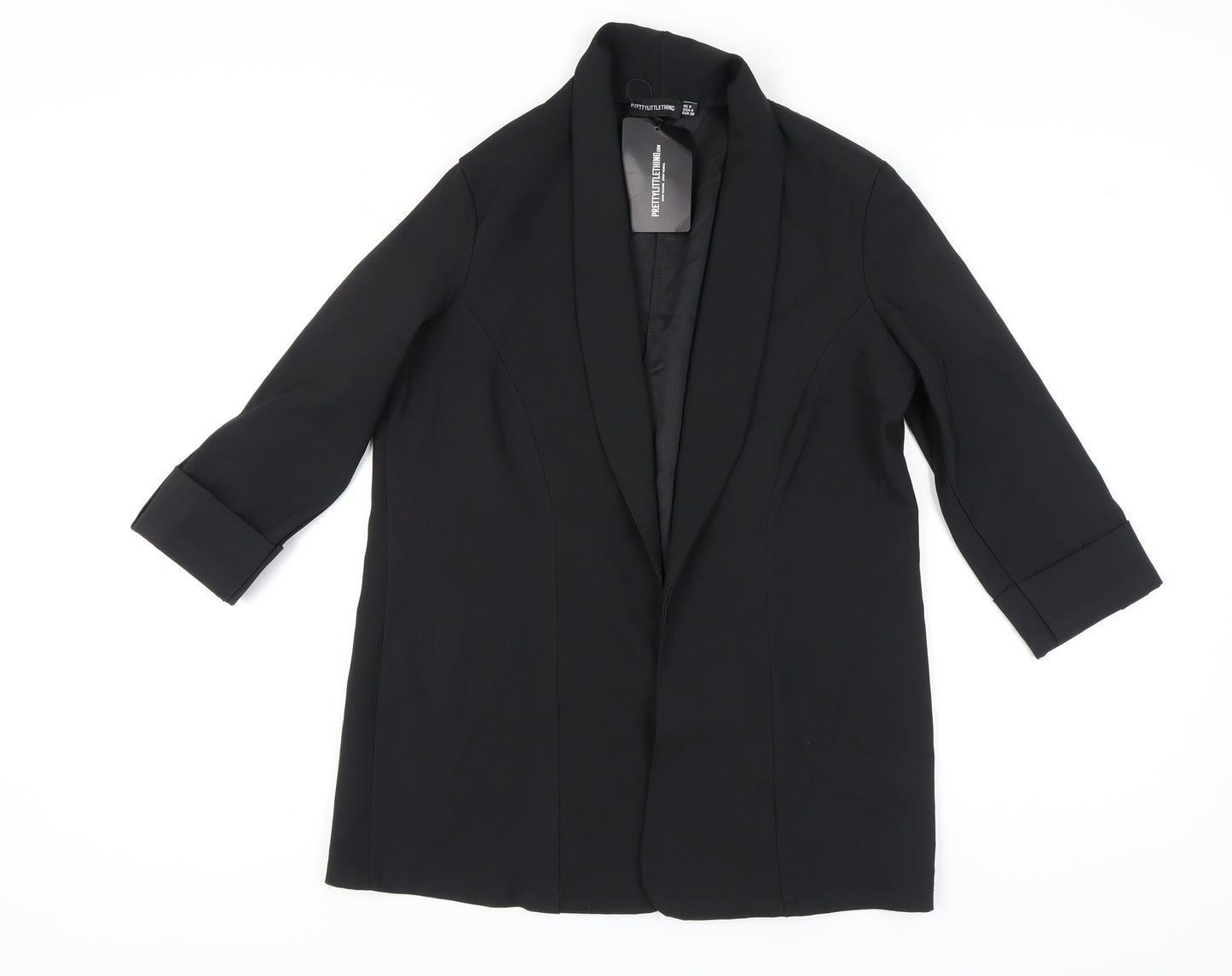PrettyLittleThing Women's Black Blazer UK 8 Mid-Length