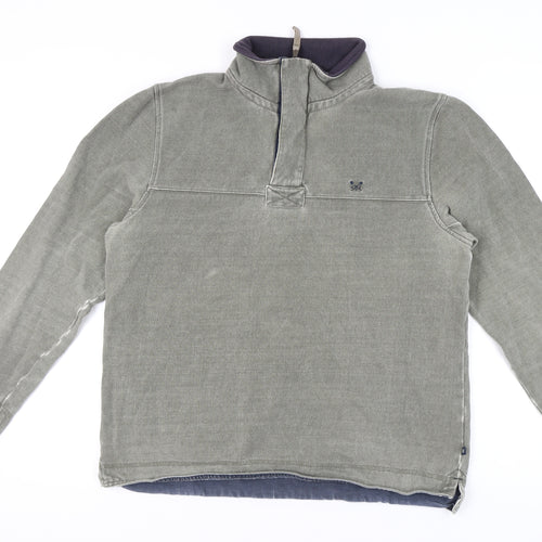 Crew Clothing Men's Grey Sweatshirt, Size L, High Neck, Logo