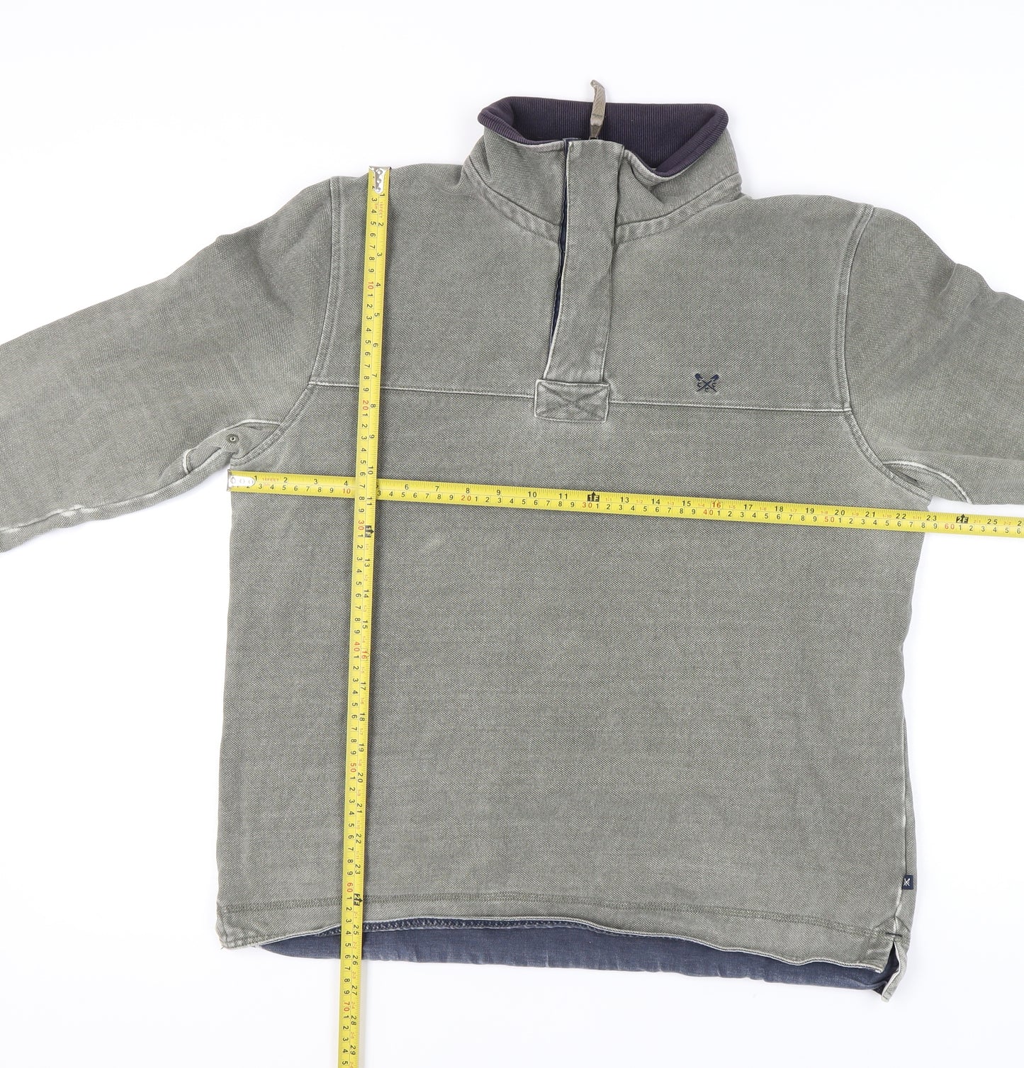 Crew Clothing Men's Grey Sweatshirt, Size L, High Neck, Logo