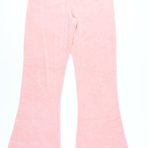 Hollister Women's Pink Velour Flared Trousers M
