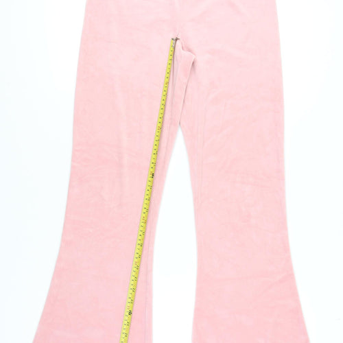 Hollister Women's Pink Velour Flared Trousers M