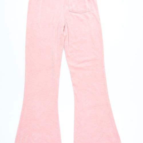 Hollister Women's Pink Velour Flared Trousers M