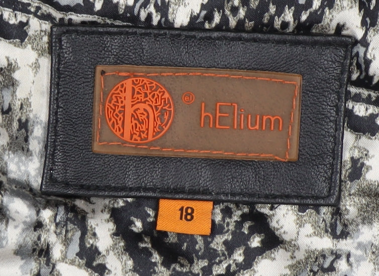 hElium Women's Black Leather Hooded Overcoat Size 18