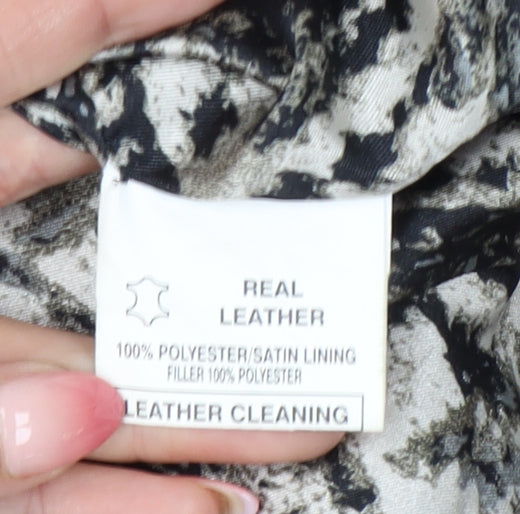 hElium Women's Black Leather Hooded Overcoat Size 18