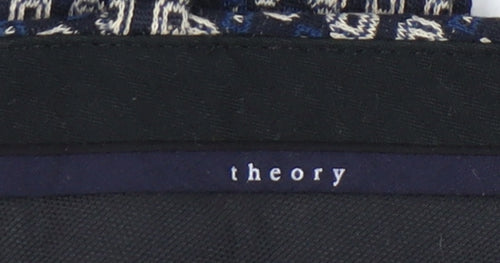 Theory Women's Blue Geometric Dress Pants 2XS