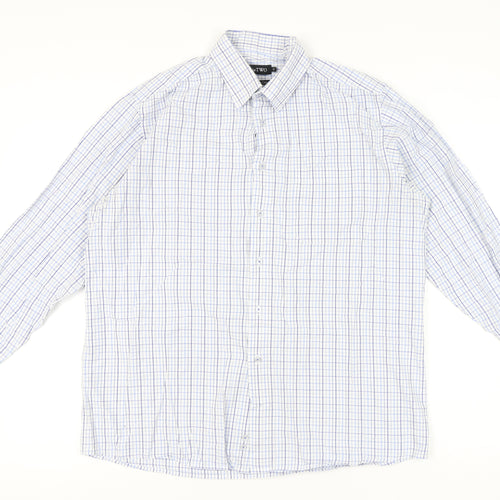 DoubleTWO Mens Blue Check Button-Up Shirt Size 16