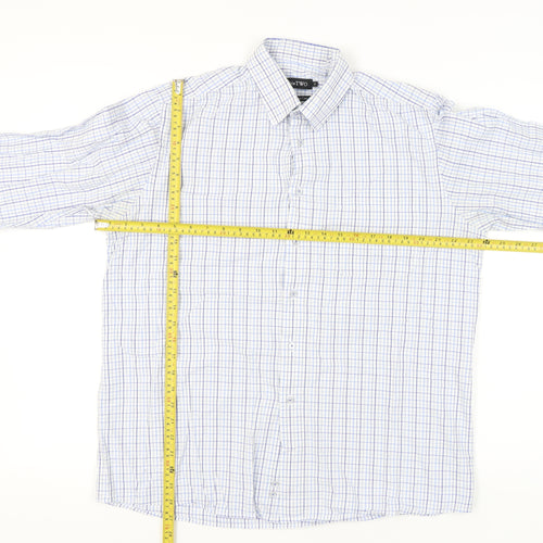DoubleTWO Mens Blue Check Button-Up Shirt Size 16