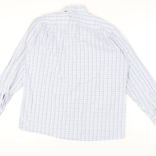 DoubleTWO Mens Blue Check Button-Up Shirt Size 16