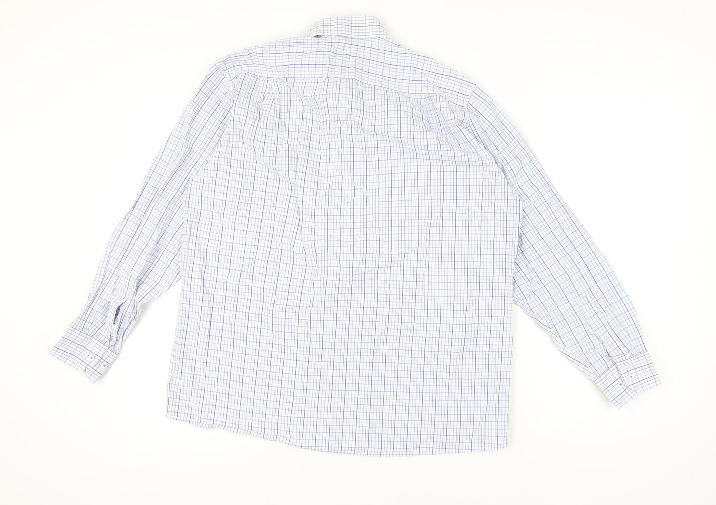 DoubleTWO Mens Blue Check Button-Up Shirt Size 16