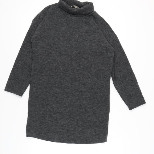 MNG Women's Grey Jumper Dress Size 12 High Neck
