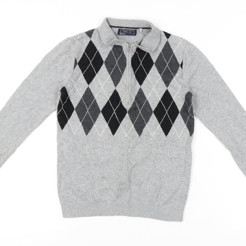 Next Boys Grey Argyle Jumper, Size 11 Years, Classic Style