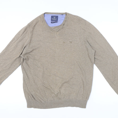 Morley Men's Beige V-Neck Jumper - Size M