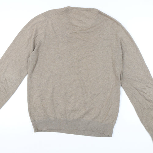 Morley Men's Beige V-Neck Jumper - Size M
