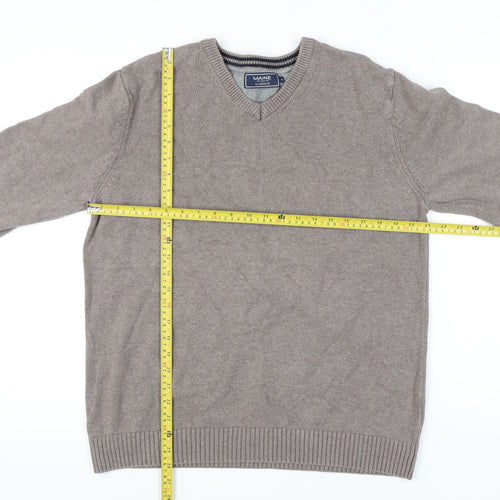 Maine New England Men's Beige Medium V-Neck Pullover Jumper