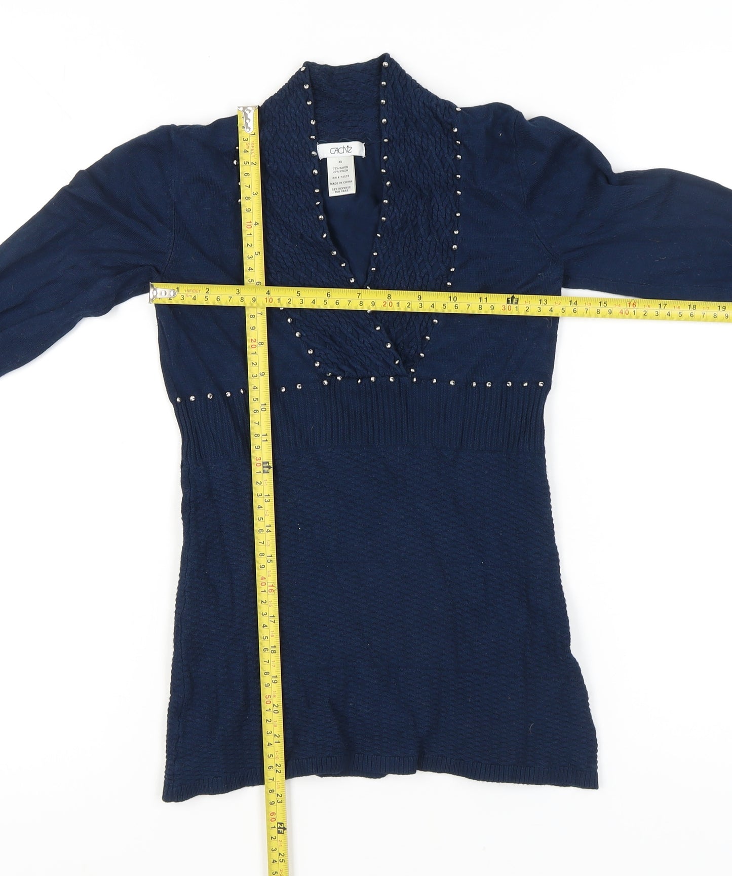 Cache Women's Blue XS Studded Long Sleeve Jumper