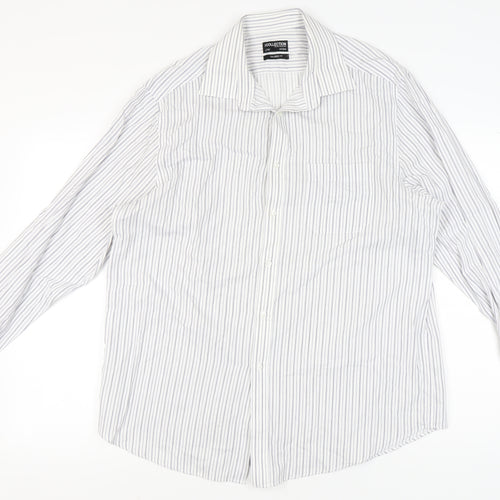 Debenhams Men's White Striped Button-Up Shirt Size 17.5