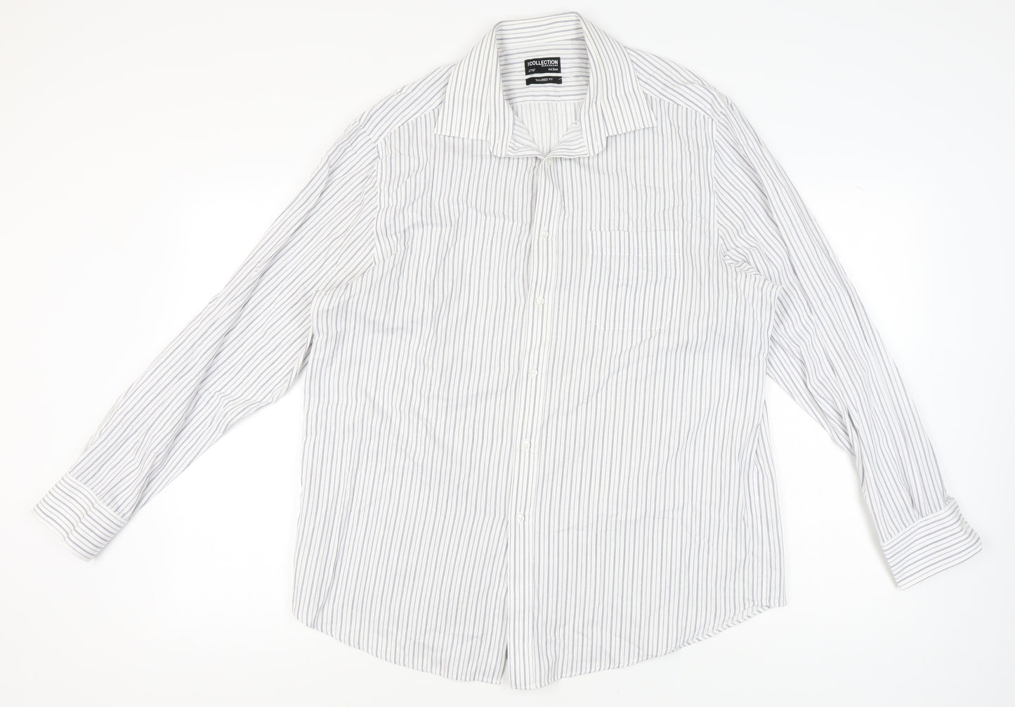 Debenhams Men's White Striped Button-Up Shirt Size 17.5