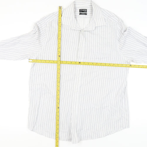Debenhams Men's White Striped Button-Up Shirt Size 17.5