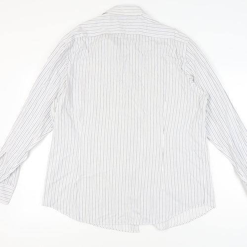 Debenhams Men's White Striped Button-Up Shirt Size 17.5