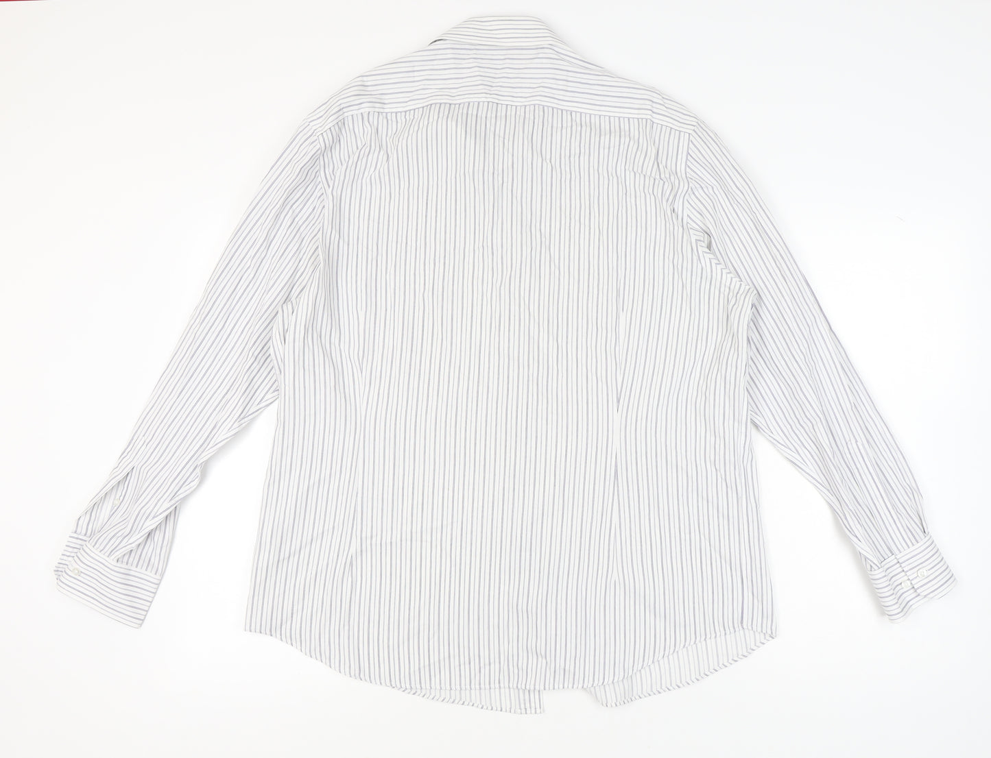 Debenhams Men's White Striped Button-Up Shirt Size 17.5