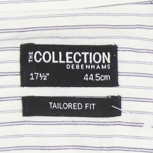 Debenhams Men's White Striped Button-Up Shirt Size 17.5