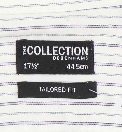 Debenhams Men's White Striped Button-Up Shirt Size 17.5