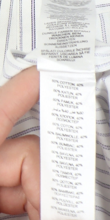 Debenhams Men's White Striped Button-Up Shirt Size 17.5