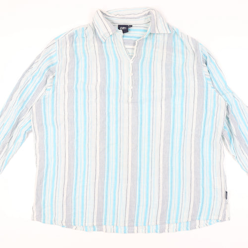 Cotton Traders Men's Blue Striped Long Sleeve Shirt 2XL