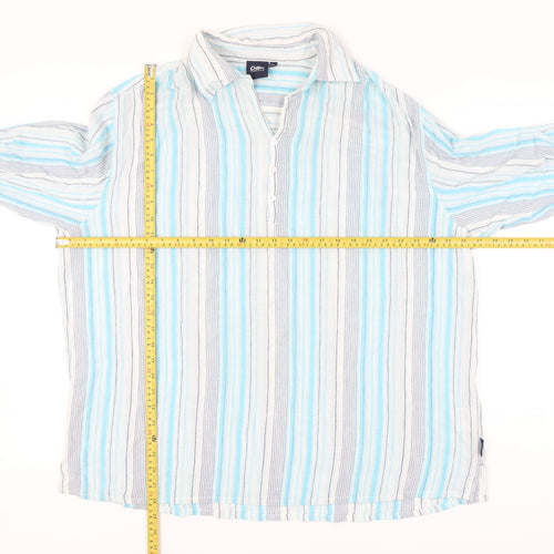 Cotton Traders Men's Blue Striped Long Sleeve Shirt 2XL