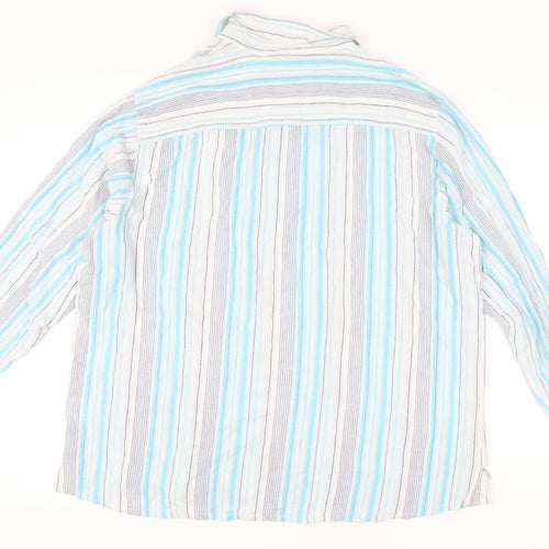 Cotton Traders Men's Blue Striped Long Sleeve Shirt 2XL