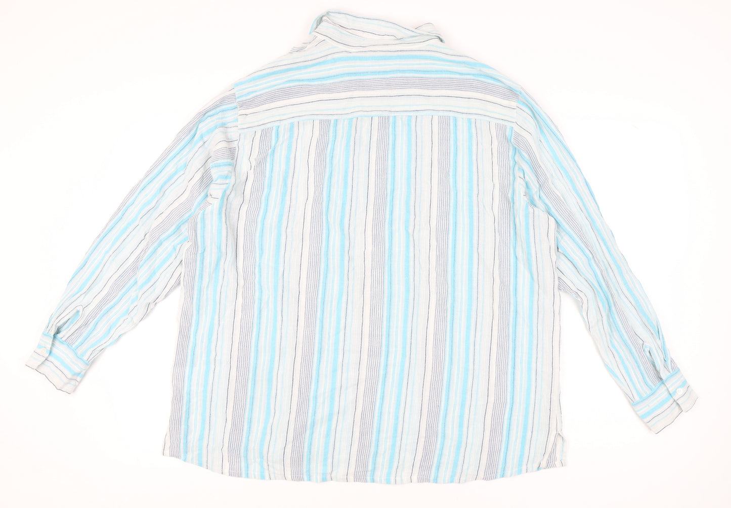 Cotton Traders Men's Blue Striped Long Sleeve Shirt 2XL