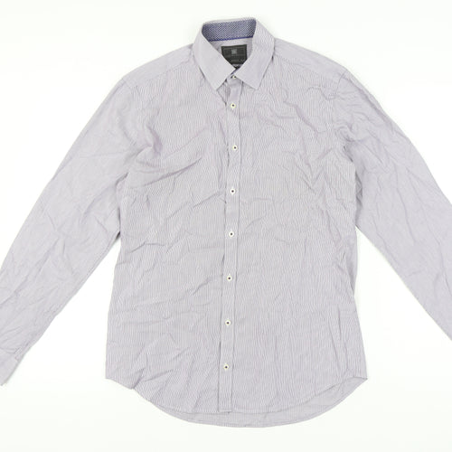 Marks and Spencer Men's Striped Shirt, M, Multicoloured